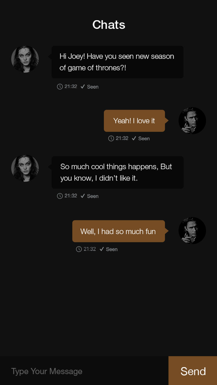 即时聊天工具应用界面 UI 套件 Chat & Messages – Gold & Coal UI Kit插图(6)