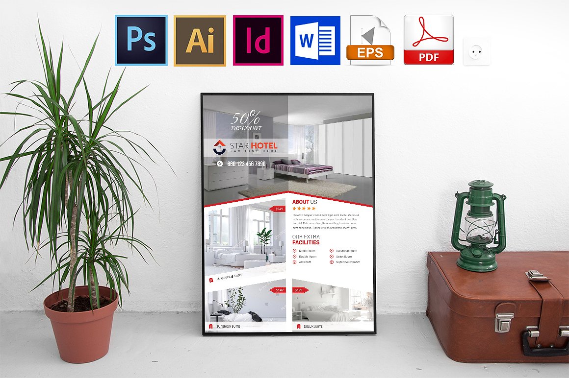 10款酒店宣传海报模板合辑下载 10 Hotel Poster Bundle [ai,psd,indd]插图(10)