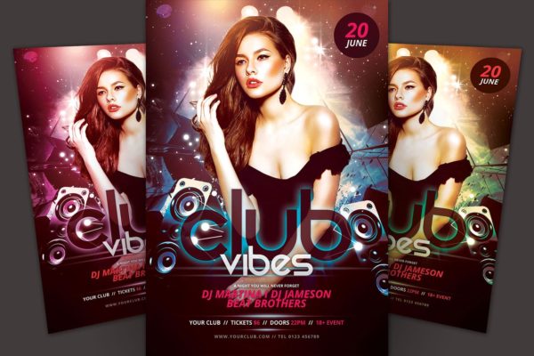 夜总会活动海报宣传模板 Club Vibes Flyer Template