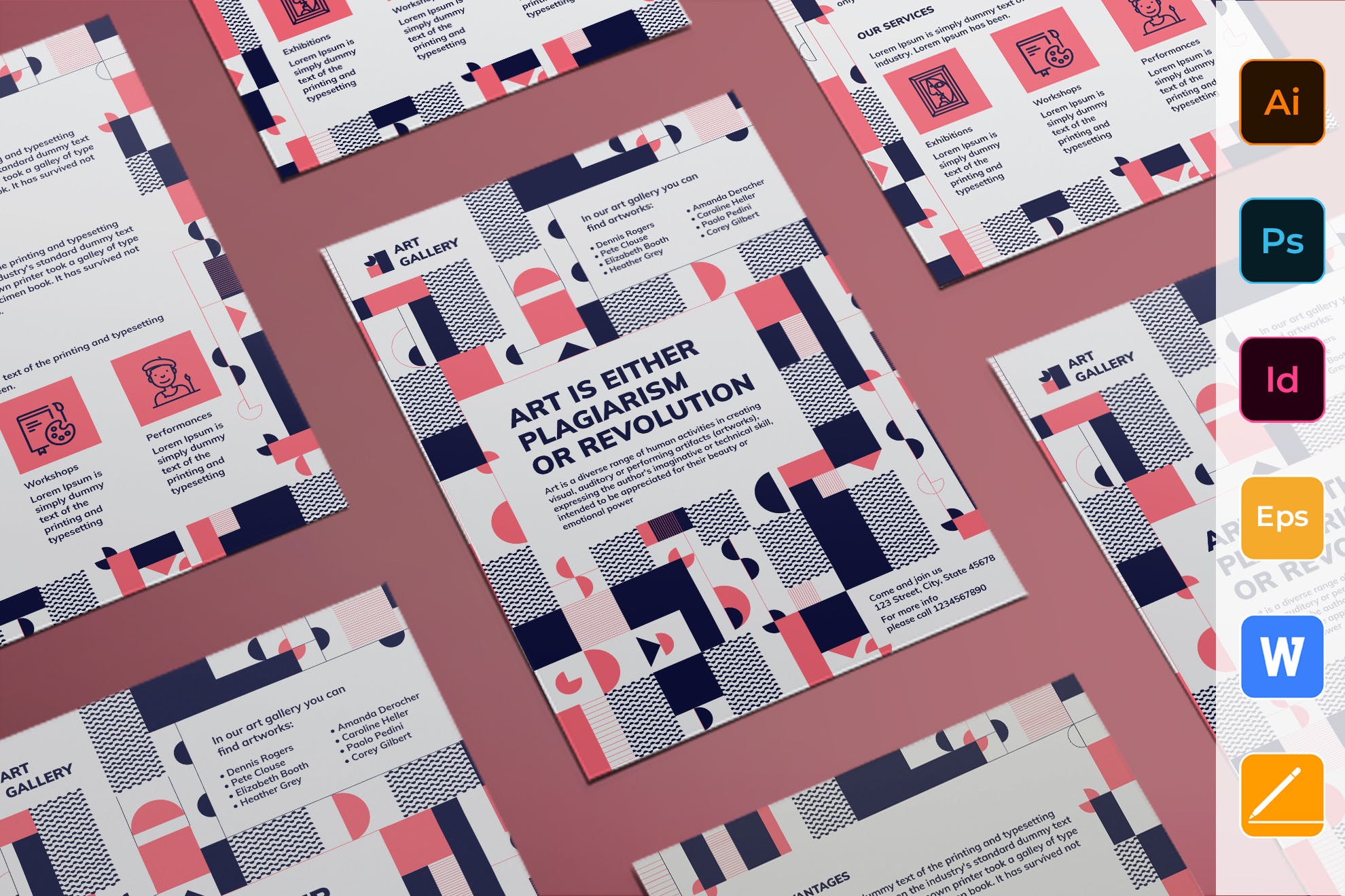 抽象创意艺术设计风格海报设计模板 Art Gallery Flyer插图