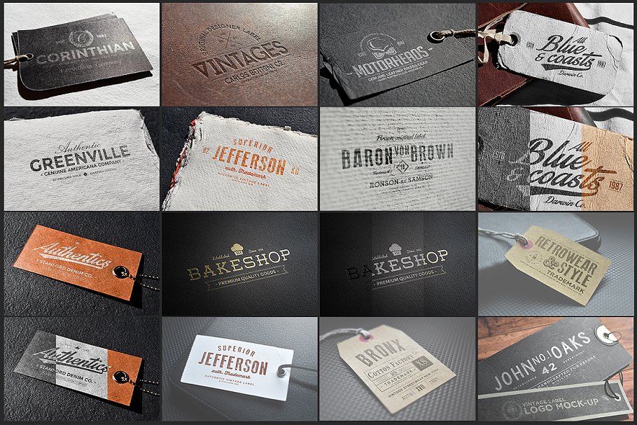 64个经典怀旧风格Logo标志展示样机 64 Logo Mock-ups Bundle插图(1)