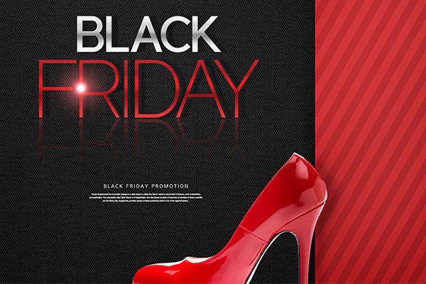 双11/黑五海淘购物活动高跟鞋广告海报psd模板