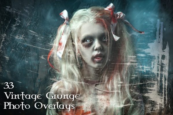 高清复古“Grunge垃圾”风格效果照片叠层背景