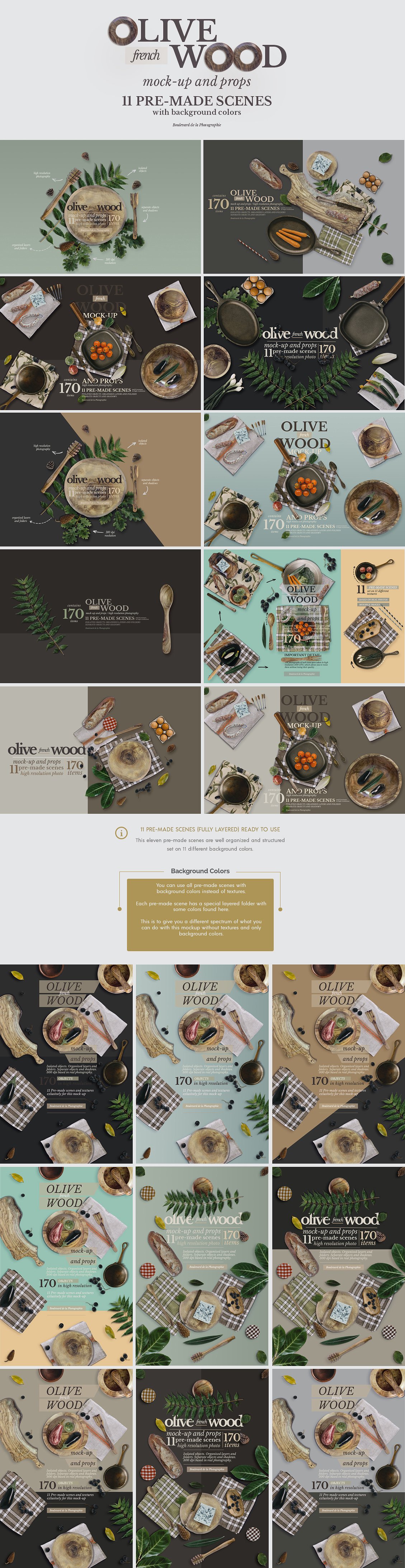 高端法国橄榄木厨房用品展示模型mockups下载 3.29 GB[PSD]插图(2)