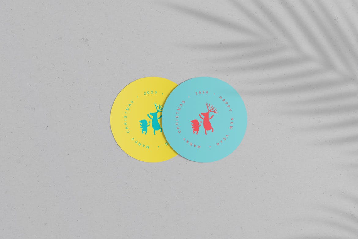 圆形卡片/贴纸设计效果图样机素材库精选v1 Round Cards / Stickers Mock-Ups Vol.1插图(1)