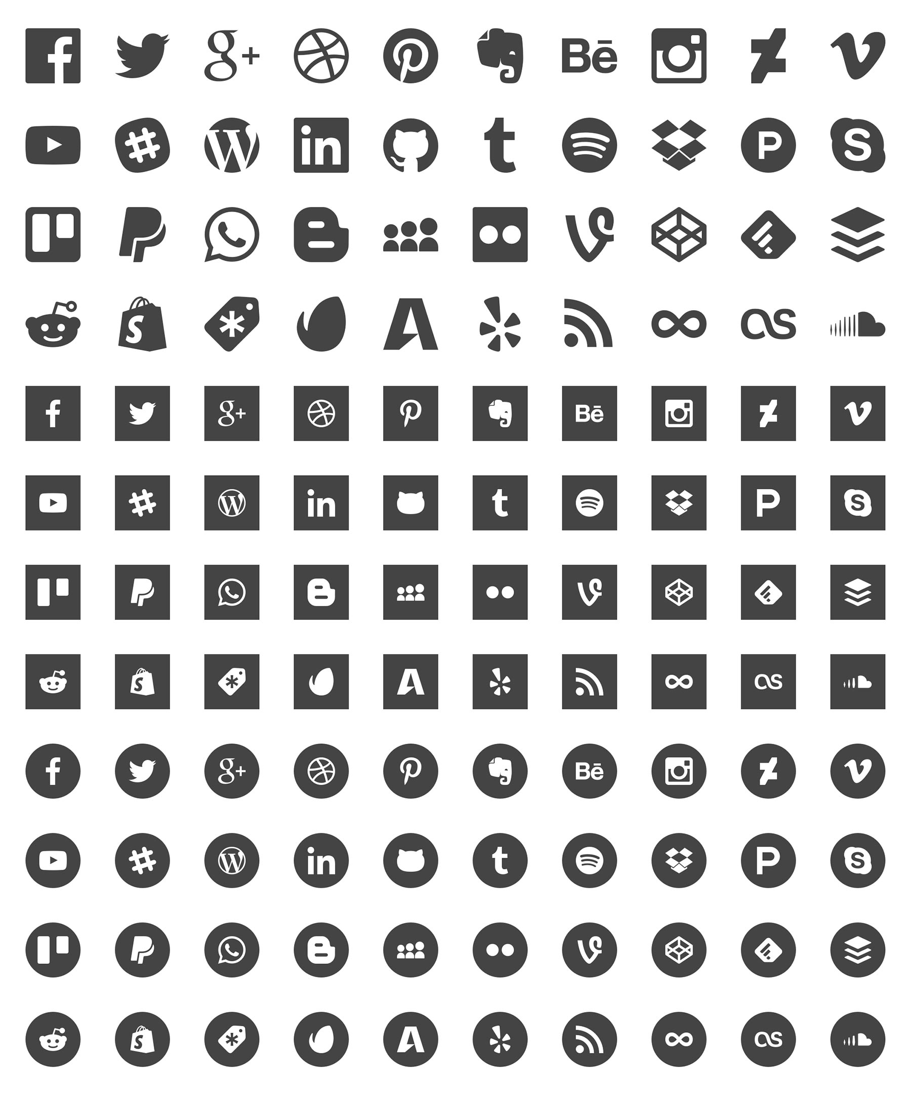 40 个国外社交媒体图标