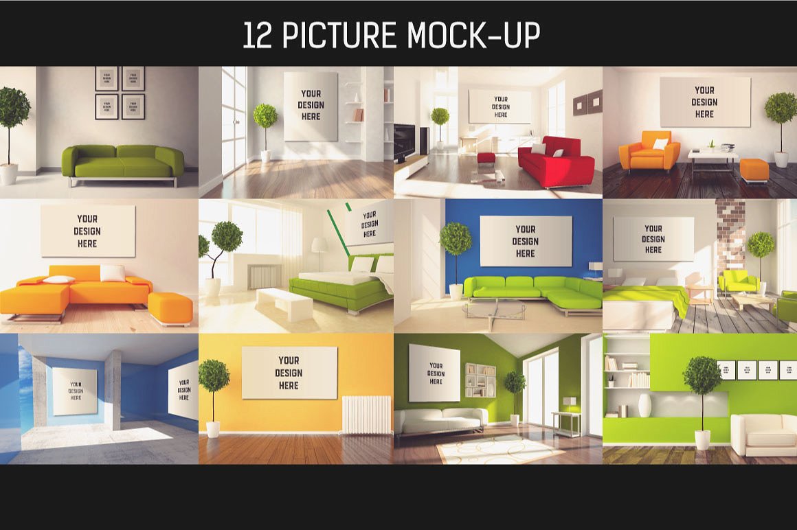 易编辑的墙上画框MOCKUPS模型包插图