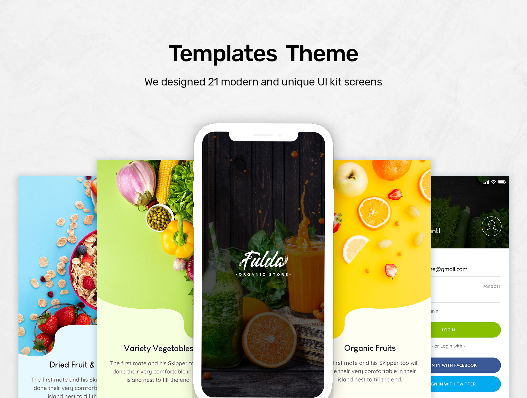 素材库下午茶：有机水果蔬菜商店APP应用UI设计素材库精选套件插图(4)
