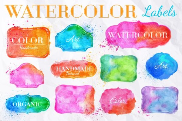 水彩标签图形 Watercolor Labels
