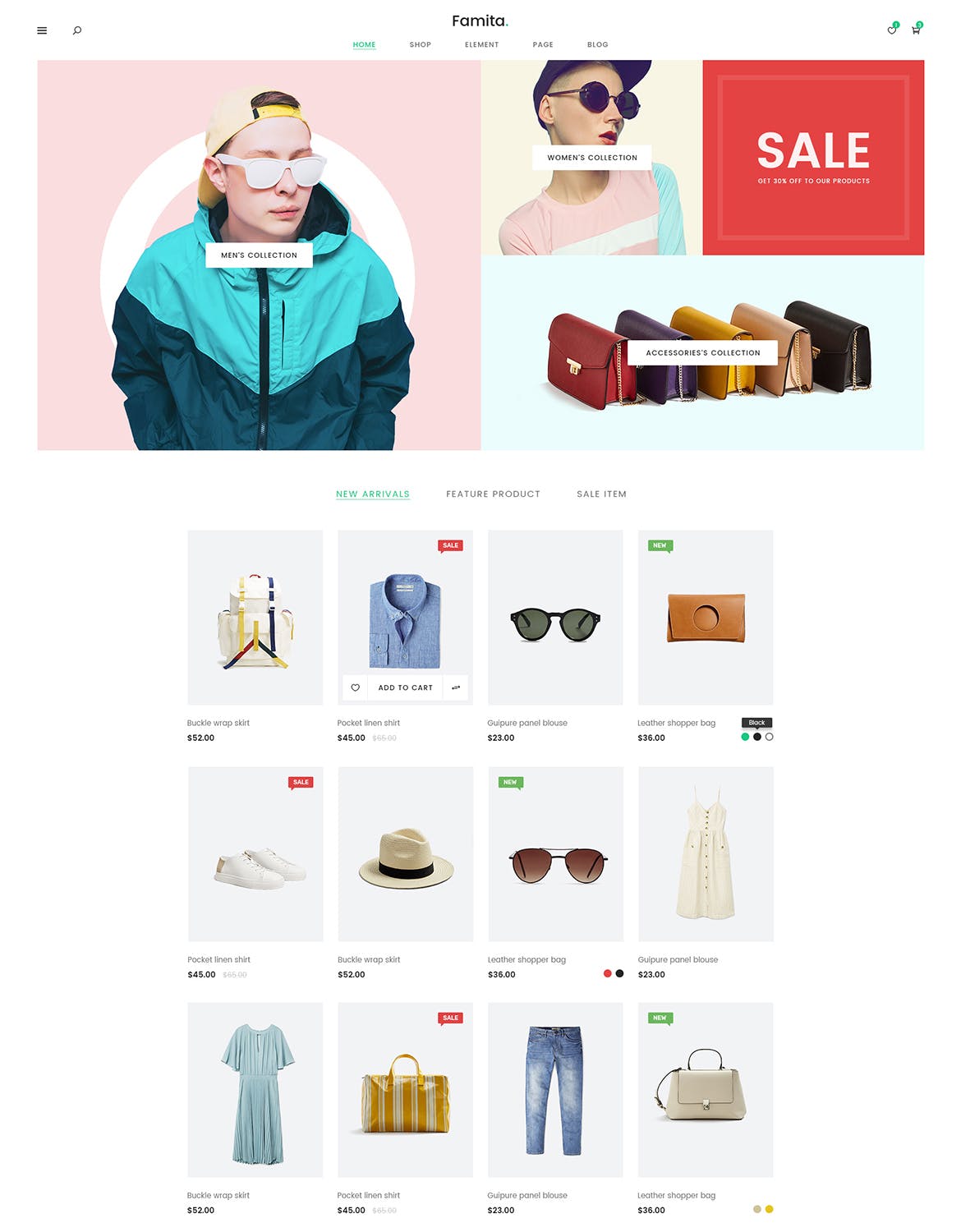 现代极简设计理念网上商城设计PSD模板 Famita | Minimalist WooCommerce Psd Template插图(5)