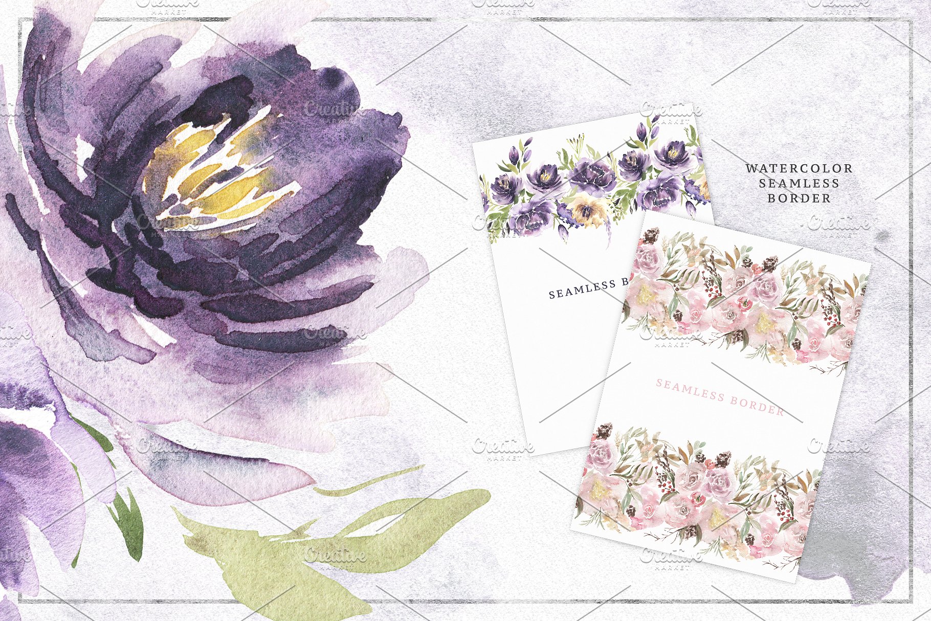 紫罗兰花束与独角兽水彩剪贴画 Violet Bouquets & Unicorns插图(6)