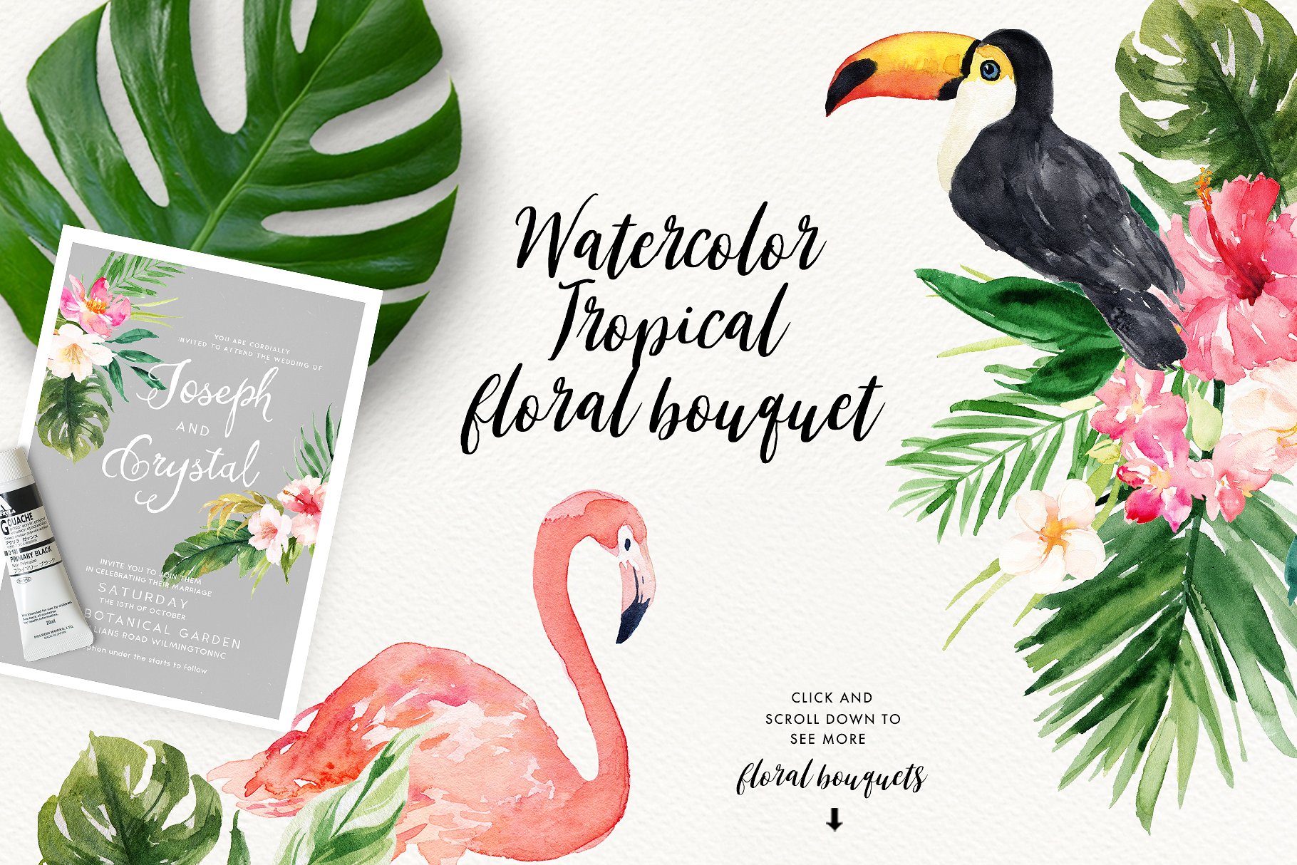 热带夏季手绘设计元素 Summer Design Set-Tropical插图