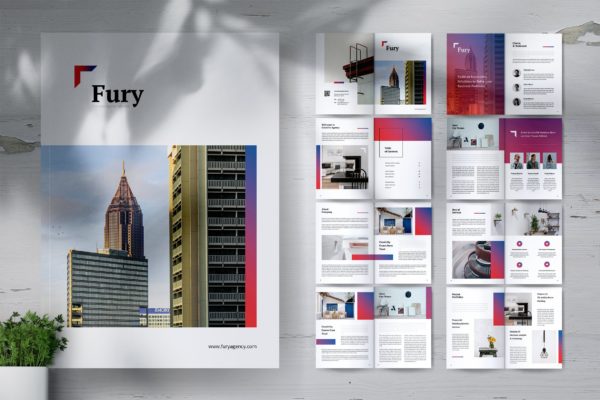 创意代理公司简介&amp;案例介绍企业画册设计模板 FURY Creative Agency Company Profile Brochures
