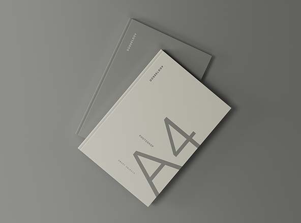 硬封图书封面设计叠放效果图样机素材库精选 2 Hardcover Books Mockup