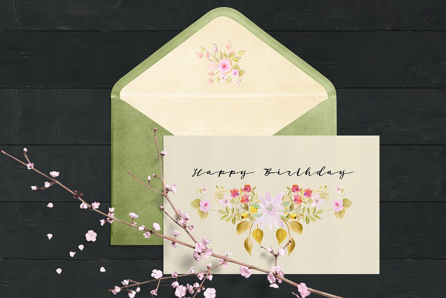 手绘水彩花卉剪贴画 January Flowers插图(2)