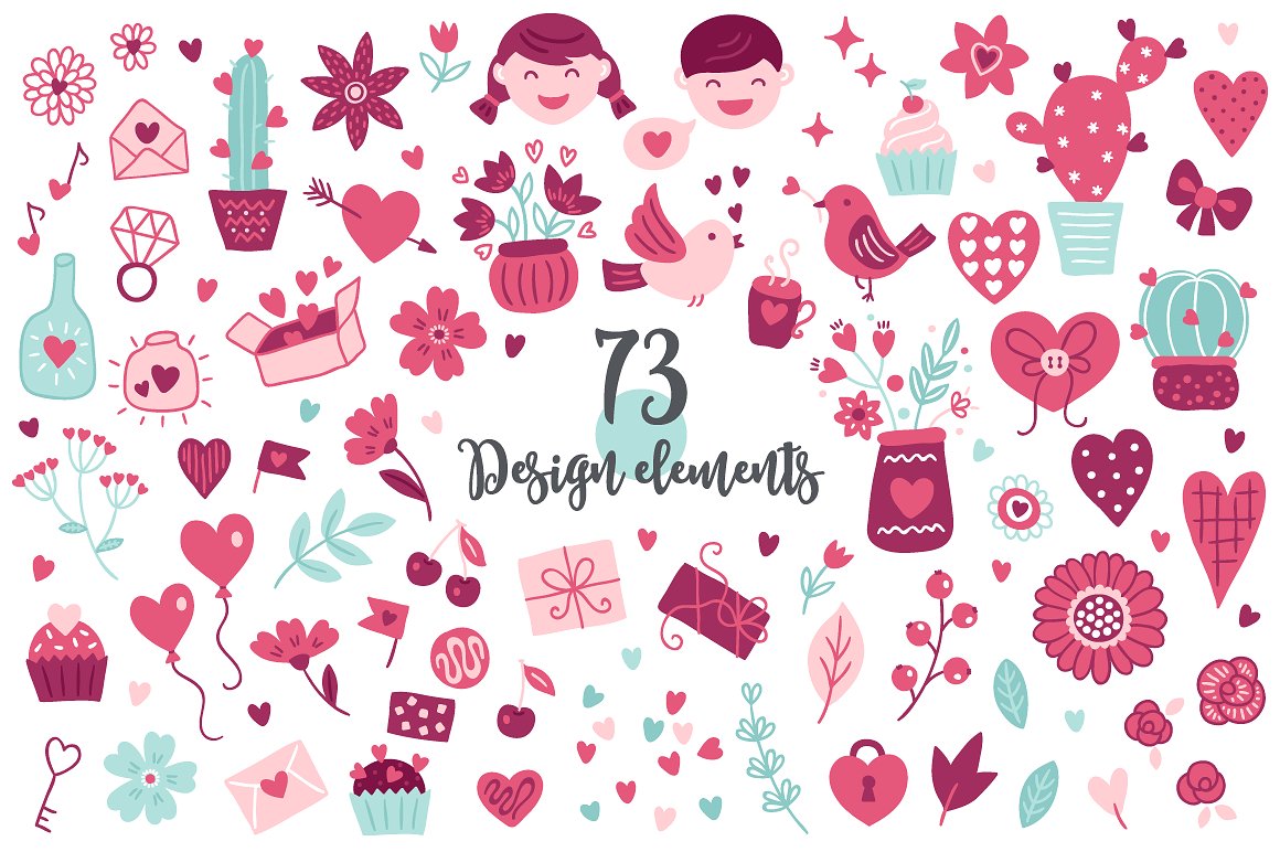 可爱的爱情（情人节）矢量素材包下载插图(6)