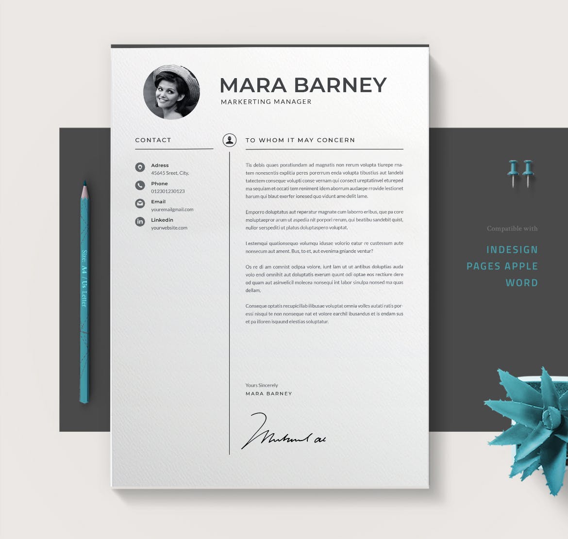 简约文字排版风格个人简历设计模板下载 Cv / Resume Template插图(5)