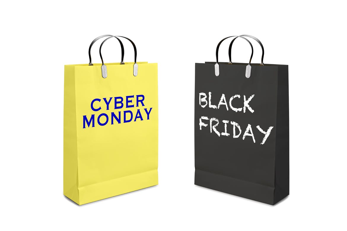 网络星期一/黑色星期五促销日购物袋设计样机01 Business days mockup_01插图(4)