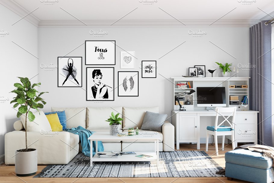 家居装饰画框相框样机模板合集 Interior Frame Mockup Bundle Vol. 2插图(8)