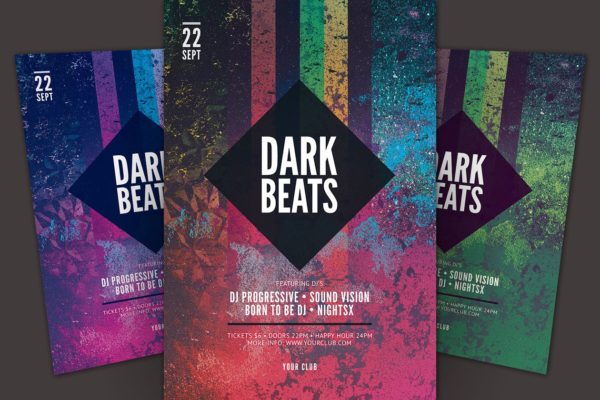 暗黑音乐主题传单模板 Dark Beats Flyer Template
