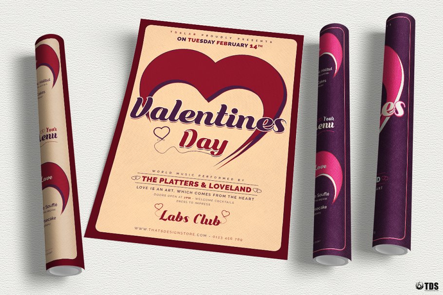 情人节专题菜单+传单PSD模板合集V9 Valentines Day Flyer + Menu PSD V9插图(3)