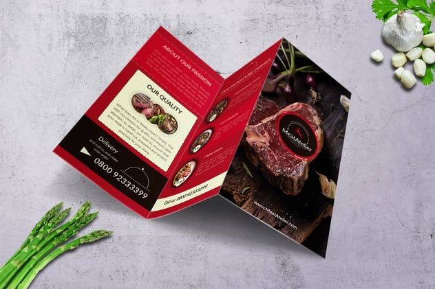 烧烤吧烤肉美食菜单PSD设计模板 Meat Atelier Menu Bundle (A4 + US Letter)插图(4)