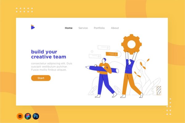 团队管理主题网站设计概念插画素材 Team work illustration for website 1.1