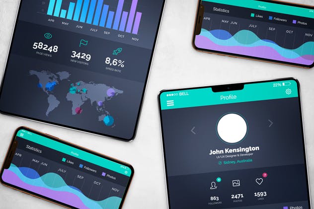 iPhone & iPad X 多角度演示样机模板合集v2 iPhone & iPad X Mockup V.2插图(4)