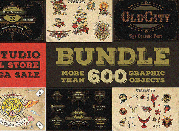素材库下午茶：高品质的600+复古风格矢量logo标志标签大集合