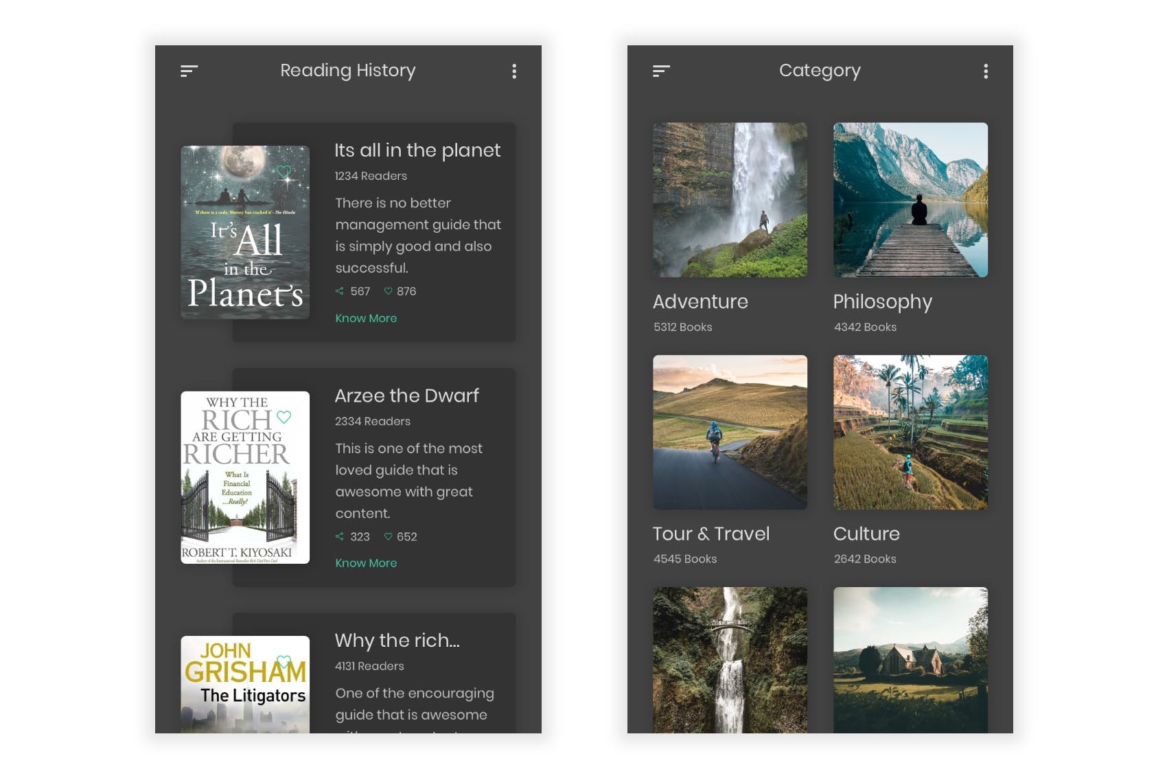 电子书&小说阅读APP应用UI设计PSD模板 Pustak – Book Reading UI Kit for Photoshop插图(2)