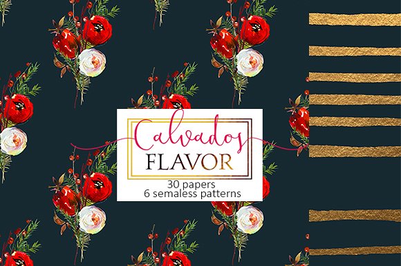 圣诞花饰纸张图案纹理素材 Christmas floral paper pattern pack插图(2)