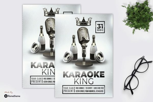 酒吧会所俱乐部活动宣传单设计模板 Karaoke King – Flyer MR