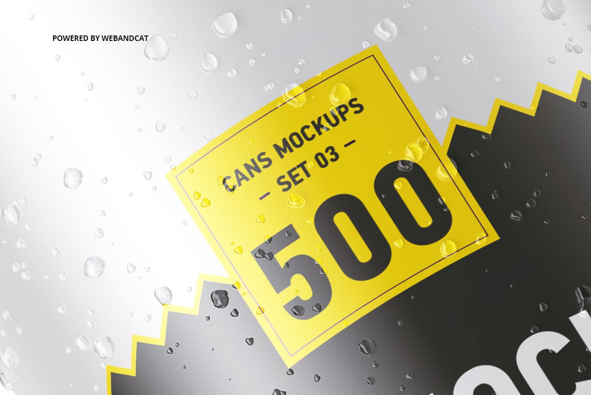 水滴效果图500毫升易拉罐外观设计效果图素材库精选 500ml Can Mockup with Water Droplets插图(4)