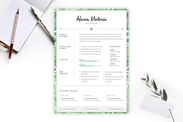 博客站长素材库精选简历模板 Blogger CV Template