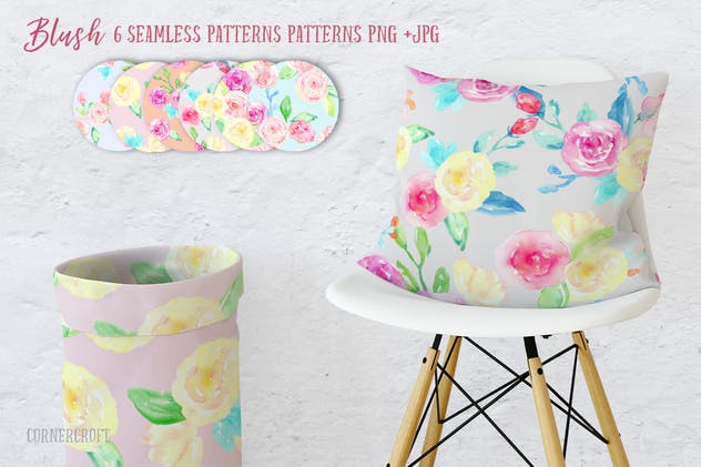 腮红水彩花卉插画合集 Watercolor Collection Blush插图(4)