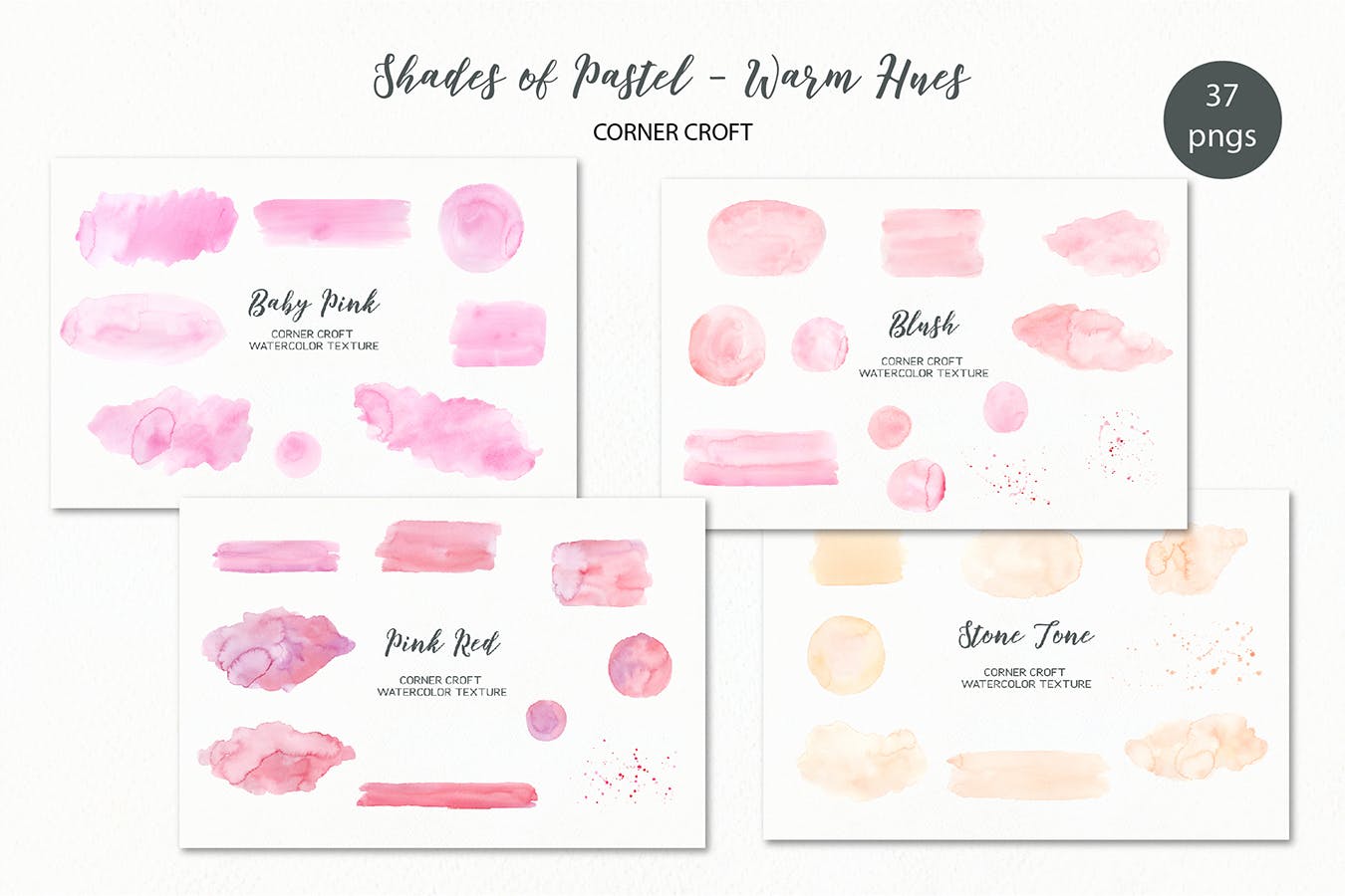 暖色调质感柔和水彩肌理纹理素材 Watercolor Texture Shades of Pastel Warm Hues插图