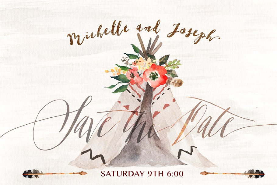 美国西大荒元素水彩素材 Watercolor Wild West Collection插图(1)