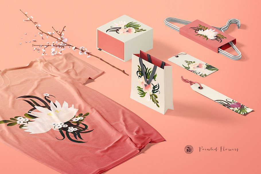 手绘素雅彩色花卉剪贴画合集 Painted Flowers插图(4)