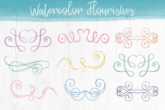 水彩设计元素&水彩风格Logo设计模板 Watercolor Pack. Textures and logos插图(4)