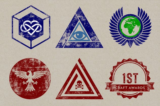 30款凸版印刷纹理效果矢量符号 Letterpress Vector Symbols插图(9)