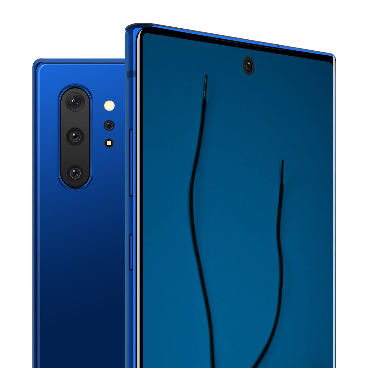 三星智能手机Note 10前视图和后视图样机PSD模板 Note 10 Front and Back Layered PSD MockUps插图(2)