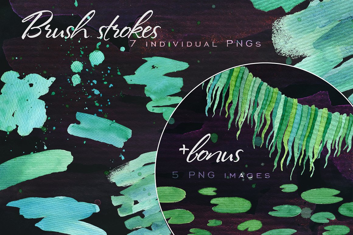 73个高品质的夏天春天手绘水墨风格元素大集合插图(4)