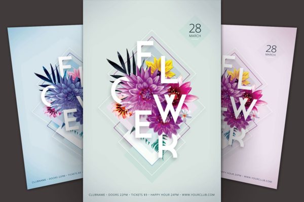 春季花卉主题音乐节海报宣传传单模板 Flower Flyer Template