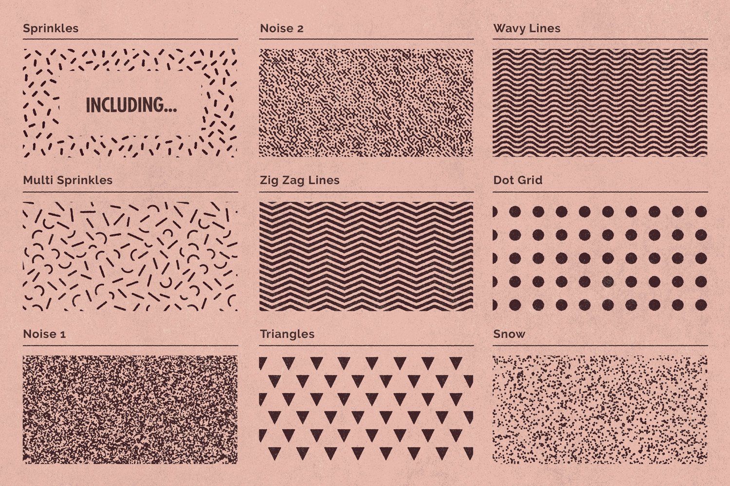 70年代转印凹模样板图案纹理&PS笔刷套装 LITHOTONE Distressed Pattern Brushes插图(4)