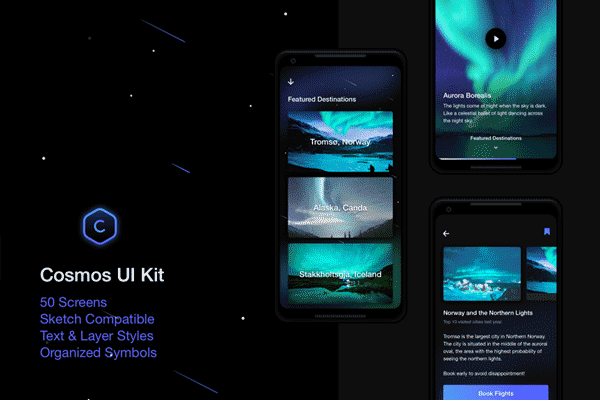 素材库下午茶：高端探险旅行机票预订类多功能 APP UI KIT 模板下载 [Sketch]
