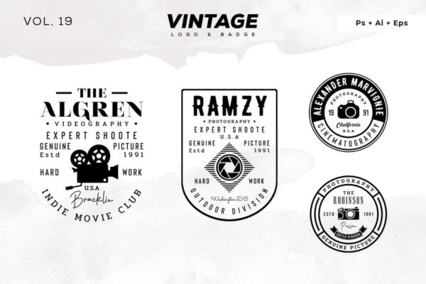 欧美复古设计风格品牌素材库精选LOGO商标模板v19 Vintage Logo &amp; Badge Vol. 19
