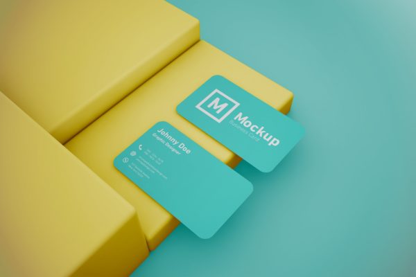 圆角企业名片设计效果图素材库精选 Rounded Corner Business Card Mockup