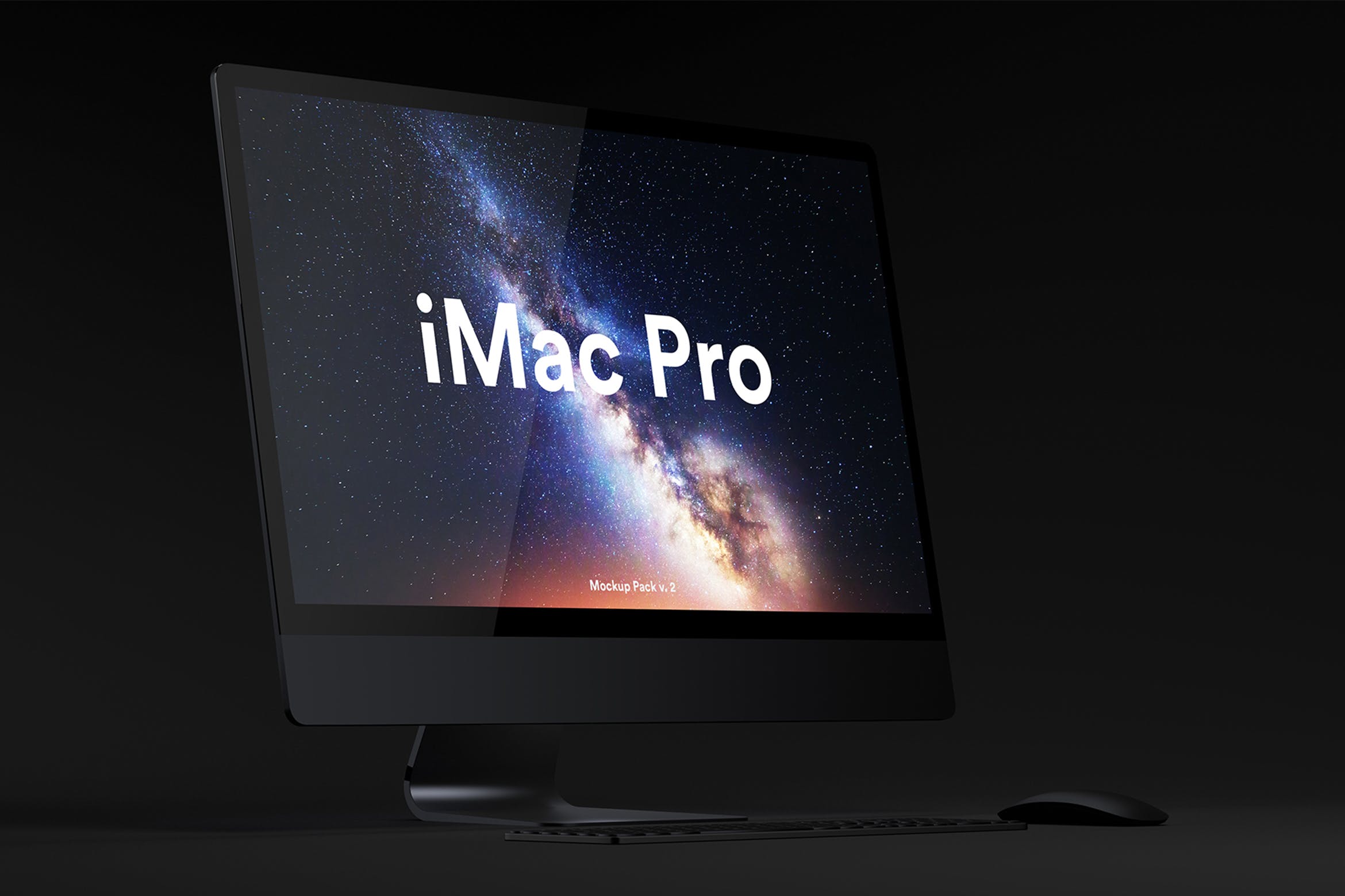 iMac Pro高端一体机电脑屏幕演示素材库精选样机 Dark iMac Pro Mockup插图