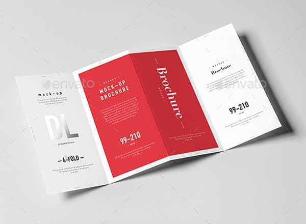 4折页小册宣传单展示样机 4xDL Brochure Mock-up