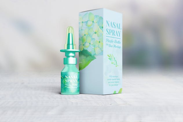 滴鼻药剂塑料瓶及包装盒外观设计样机 Nasal Plastic Bottle With Box Mockup插图(11)